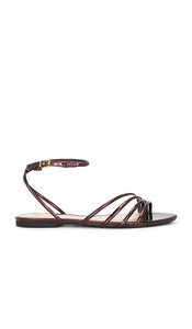 Schutz Inez Flat Sandal in Brown | Dark Brown Strappy Flats for Women