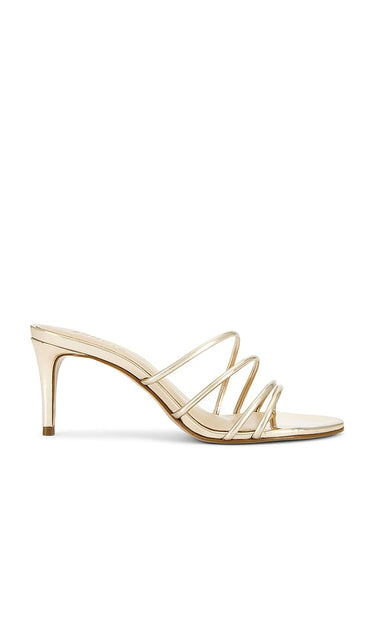 Schutz Inez Mule in Metallic Gold | Platina Strappy Sandals for Women