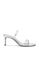 Schutz Jessica Mid Mule in Metallic Silver | Prata Open Toe Mules for Women