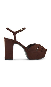Schutz Keefa Sandal in Brown | Root Brown Open Toe Heels for Women