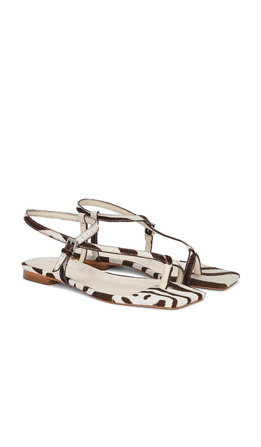 Schutz Lisa Wild Sandal in Ivory | Off Brown & Off White Flat Sandals for Women