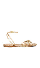 Schutz Livia Sandal in Metallic Neutral | Platina Strappy Flats for Women