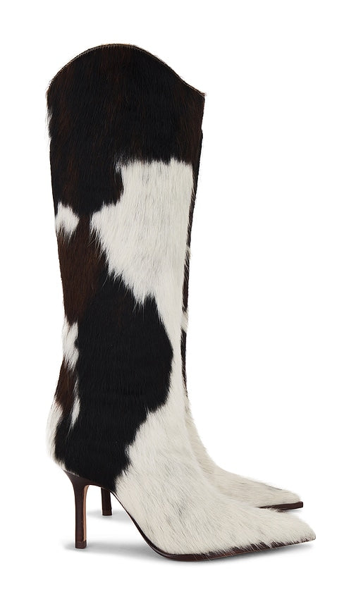 Schutz Maryana Calf Hair Boots in Black,White
