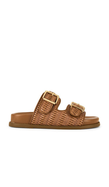 Schutz Naomi Sandal in Brown | Miele Flat Sandals for Women
