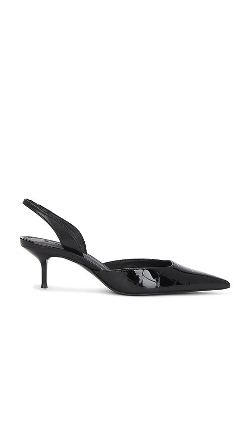 Schutz Paola Mid Slingback in Black | Black Sling Back Heels for Women
