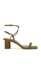 Schutz Pompeii Mid Sandal in Green | Matcha Heeled Sandals for Women