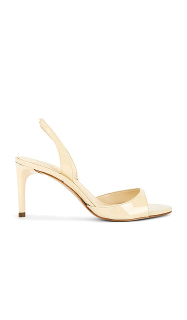Schutz Scarlett Sling Mid Sandal in Neutral | Natural Nibs Open Toe Heels for Women