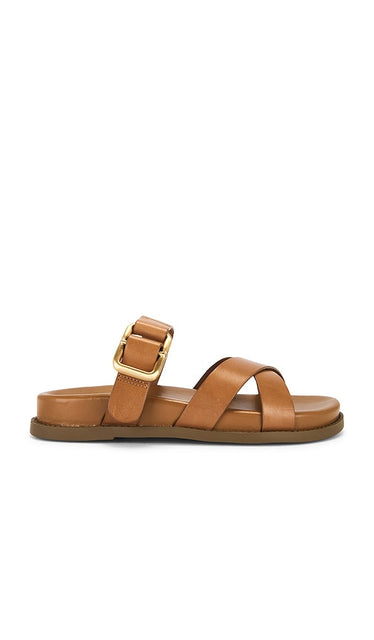 Schutz Vivienne Sporty Sandal in Brown | Cuoio Brown Flat Sandals for Women