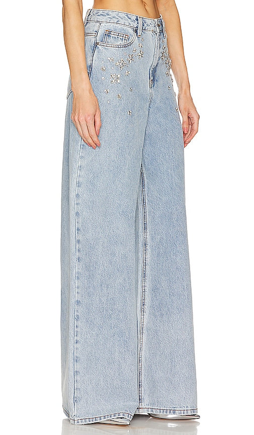 self-portrait Embellished Wide Leg in Blue
