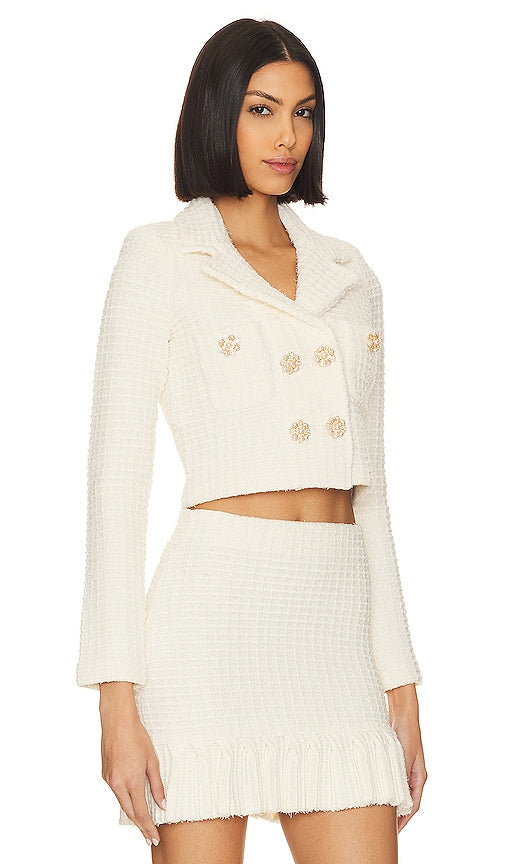 self-portrait Knit Jacket in Cream