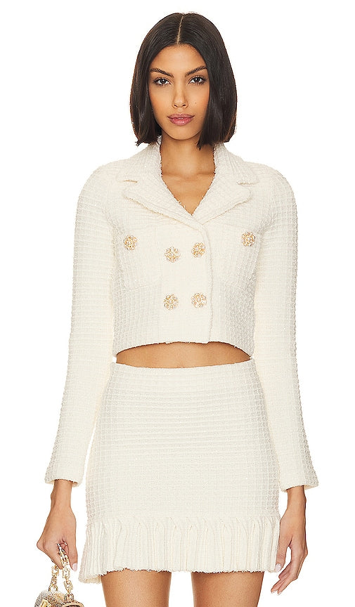 self-portrait Knit Jacket in Cream