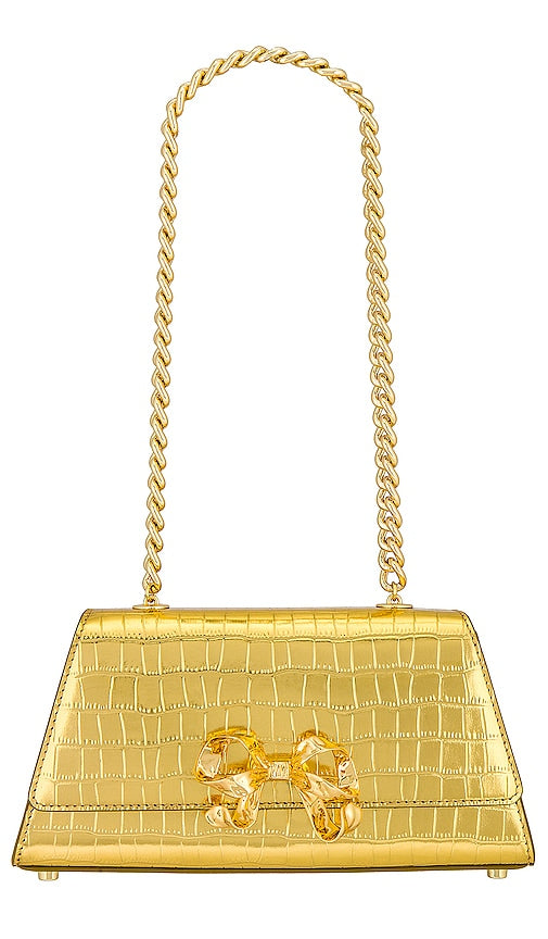 self-portrait Mini Shoulder Bag in Metallic Gold - Mini sac à bandoulière self-portrait en or métallisé - self-portrait 金属金色迷你单肩包 - Selbstporträt-Mini-Umhängetasche in Metallic-Gold - 메탈릭 골드 소재의 self-portrait 미니 숄더백 - Mini borsa a tracolla autoritratto in oro metallizzato