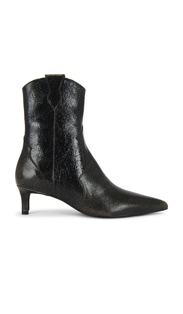 Seychelles Dallas Boot in Black | Black & Beige Crackle Heeled Boots for Women