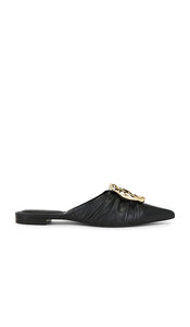 SIMKHAI Belle Leather Pointed Toe Mule in Black | Black Black Flats for Women