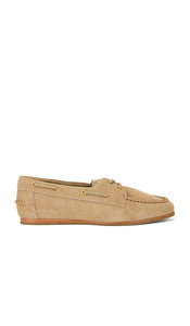 SIMKHAI Danner Suede Boat Shoe in Tan | Desert Loafers & Oxfords Flats for Women