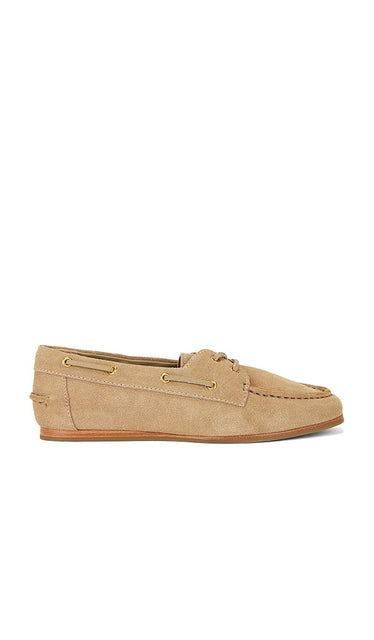 SIMKHAI Danner Suede Boat Shoe in Tan | Desert Loafers & Oxfords Flats for Women