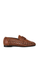 SIMKHAI Dion Woven Leather Loafer in Brown | Sable Loafers & Oxfords Flats for Women