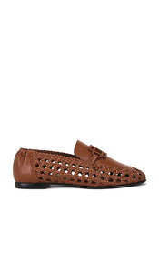 SIMKHAI Dion Woven Leather Loafer in Brown | Sable Loafers & Oxfords Flats for Women