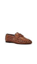 SIMKHAI Dion Woven Leather Loafer in Brown