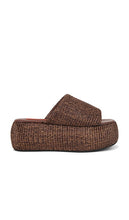 SIMONMILLER Raffia Cloudy Platform in Chocolate | Chocolate Platform Mules for Women