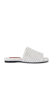 SIMONMILLER Verano Espadrille Sandal in Metallic Silver | Silver Flat Slides for Women