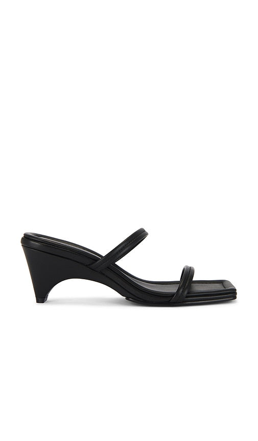 St. Agni Double Strap Arc Wedge in Black | Black Wedge Sandals for Women