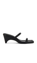St. Agni Double Strap Arc Wedge in Black | Black Wedge Sandals for Women