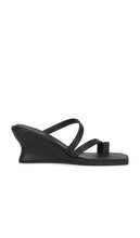 St. Agni Soft Strap Contour Wedge in Black | Black Wedge Sandals for Women