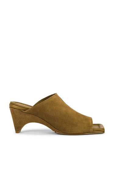 St. Agni Suede Arc Wedge in Tan | Oak Wedge Sandals for Women