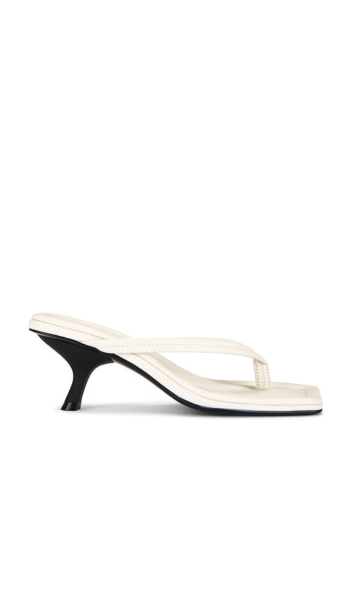St. Agni Thong Detail Heel in White | Off White Heeled Sandals for Women