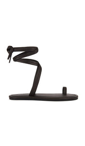 St. Agni Tie Up Sandal in Brown | Coffee Flat Sandals for Women
