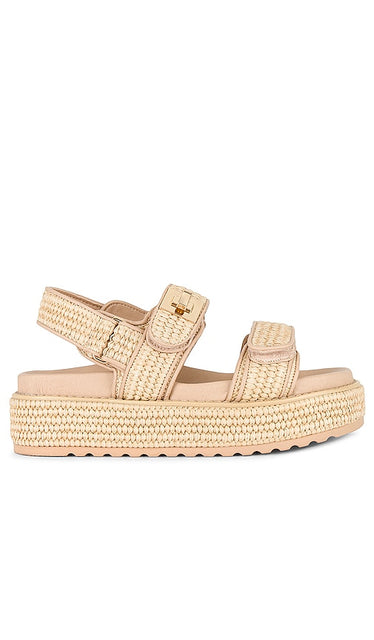 Steve Madden Bigmona Platform in Beige | Natural Raffia Platform Sandals for Women
