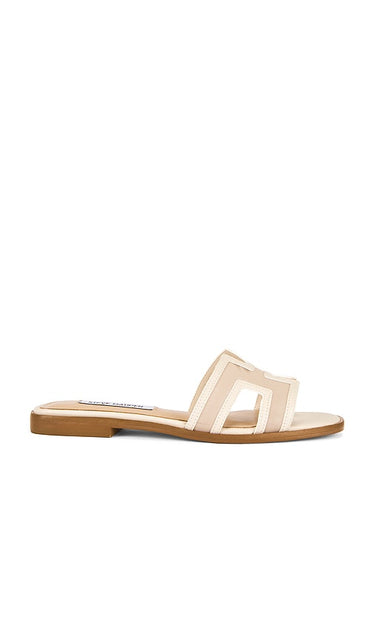 Steve Madden Hadyn Mesh Sandal in Cream | Bone Flat Sandals for Women