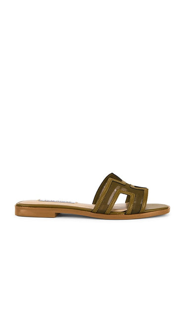 Steve Madden Hadyn Mesh Sandal in Olive | Olive Flat Sandals for Women