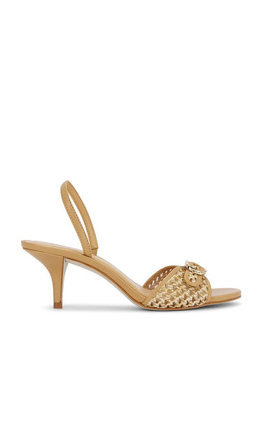 Steve Madden Henrietta Sandal in Brown | Raffia Open Toe Heels for Women