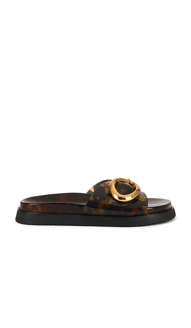 Steve Madden Mandie Slides in Brown | Tortoise Flat Sandals for Women