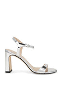 Stuart Weitzman Babette 85 Sandal in Metallic Silver | Silver Heeled Sandals for Women