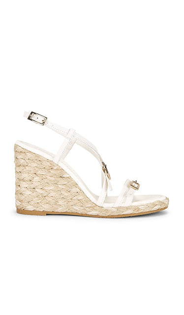 Stuart Weitzman Georgie Espadrille Wedge in Cream | Cream & Natural Heeled Sandals for Women