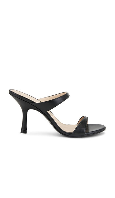 Stuart Weitzman Nudist 85 Slide in Black | Black Heeled Sandals for Women
