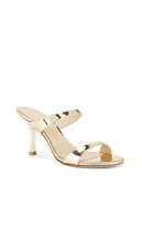 Stuart Weitzman Nudist 85 Slide in Metallic Gold, yellow