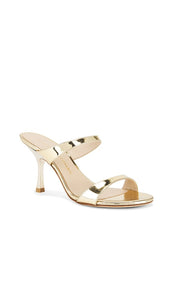 Stuart Weitzman Nudist 85 Slide in Metallic Gold, yellow