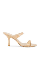Stuart Weitzman Nudist 85 Slide in Tan | Adobe Heeled Sandals for Women