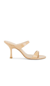 Stuart Weitzman Nudist 85 Slide in Tan | Adobe Heeled Sandals for Women