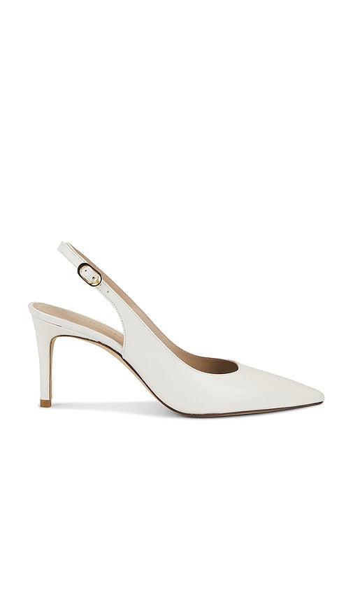Stuart Weitzman Stuart Power 75 Slingback in Cream | Cream Sling Back Heels for Women