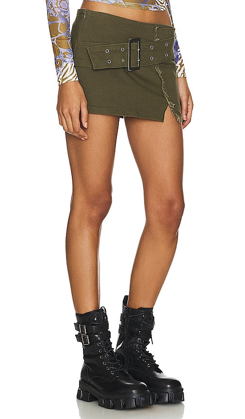 superdown Cadha Belted Mini Skirt in Olive
