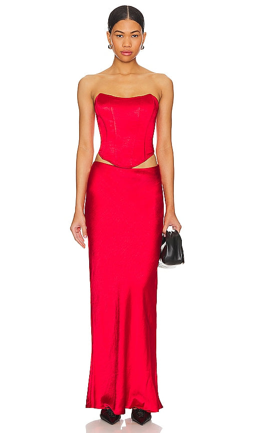 superdown Calla Skirt Set in Red - superdown Ensemble jupe Calla en rouge - superdown 红色马蹄莲半身裙套装 - superdown Calla Rock-Set in Rot - superdown 칼라 스커트 세트 - Set gonna Calla superdown in rosso