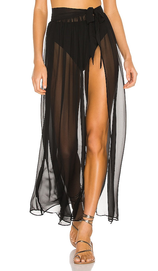 superdown Catalina Sheer Maxi Skirt in Black - superdown - Jupe longue transparente Catalina en noir - superdown Catalina 黑色透明超长裙 - Superdown Catalina Transparenter Maxirock in Schwarz - superdown Catalina 쉬어 맥시 스커트 - Gonna lunga trasparente Catalina superdown in nero