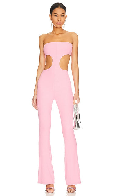 superdown Darcey Cut Out Jumpsuit in Pink - superdown Darcey - Combinaison découpée en rose - superdown Darcey 粉色剪裁连身裤 - superdown Darcey Cut-Out-Jumpsuit in Rosa - superdown Darcey 컷아웃 점프수트 핑크 색상 - Tuta superdown Darcey ritagliata in rosa