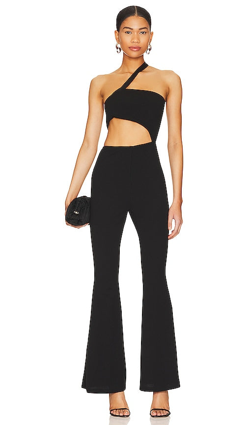 superdown Emilie Cut Out Jumpsuit in Black - superdown Combinaison découpée Emilie en noir - superdown Emilie 黑色剪裁连身裤 - superdown Emilie Cut-Out-Jumpsuit in Schwarz - superdown Emilie 컷아웃 점프수트 블랙 색상 - Tuta superdown Emilie ritagliata in nero