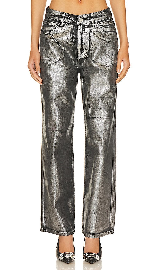 superdown Jessie Pant in Metallic Silver - superdown Pantalon Jessie en argent métallisé - 金属银色超羽 Jessie Pant - superdown Jessie Hose in Metallic-Silber - superdown Jessie 팬츠 - Pantaloni Jessie superdown in argento metallizzato